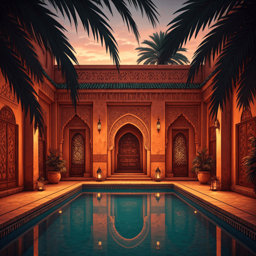 Riad w Marrakeszu o zmierzchu