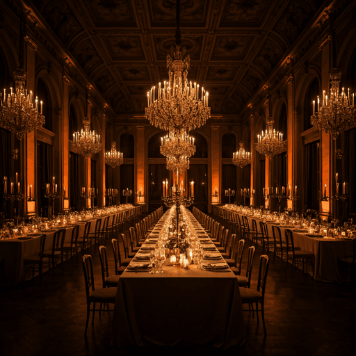 Sala balowa z żyrandolami